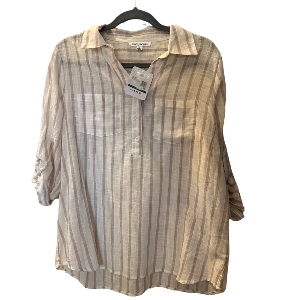 NWT Emily Daniels blush & cream color stripped shimmer sheer